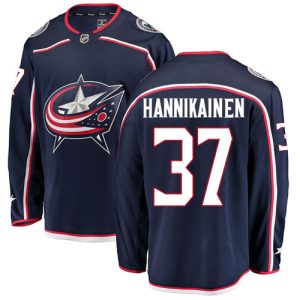 Herren Columbus Blue Jackets Eishockey Trikot Markus Hannikainen #37 Breakaway Navy Blau Fanatics Branded Heim